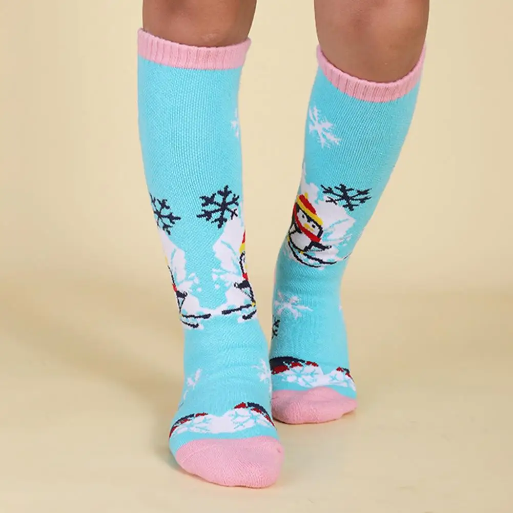 Toddler Socks 1 Pair Attractive Exquisite Pattern Non-Fading  Snowflake Penguin Printed Winter Warm Socks for Kids