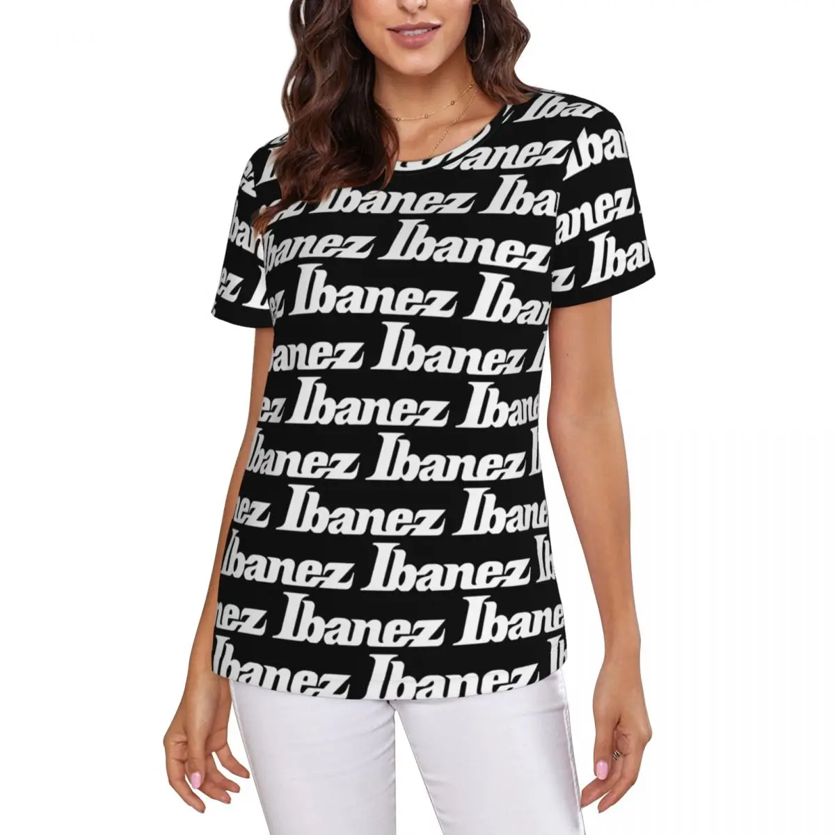 Camiseta Ibanez Guitars para mujer, camisetas de manga corta, ropa con cuello redondo, camisetas de algodón para verano, ropa de calle