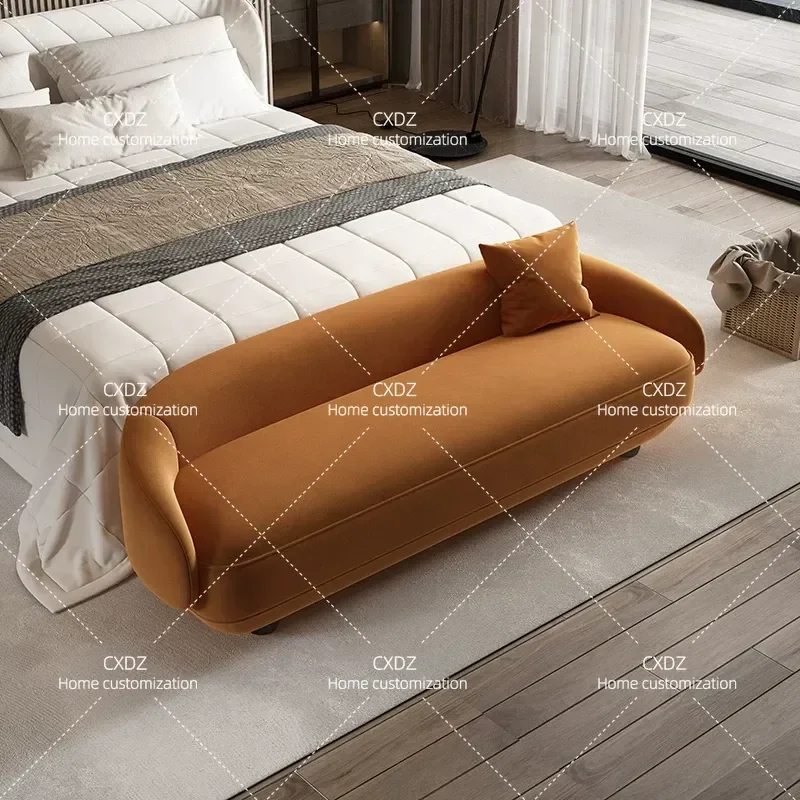 Bedside Stool Flannel Wardrobe Bench Leather Leisure Sofa Small Apartment Hotel Footrest Ottoman End of Bed Seating