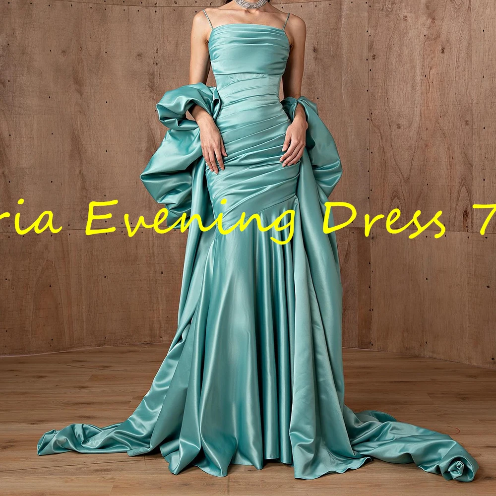 Gaun malam tanpa lengan tali Spaghetti tanpa tali panjang lantai lurus klasik kustom gaun malam elegan vestidos para mujer