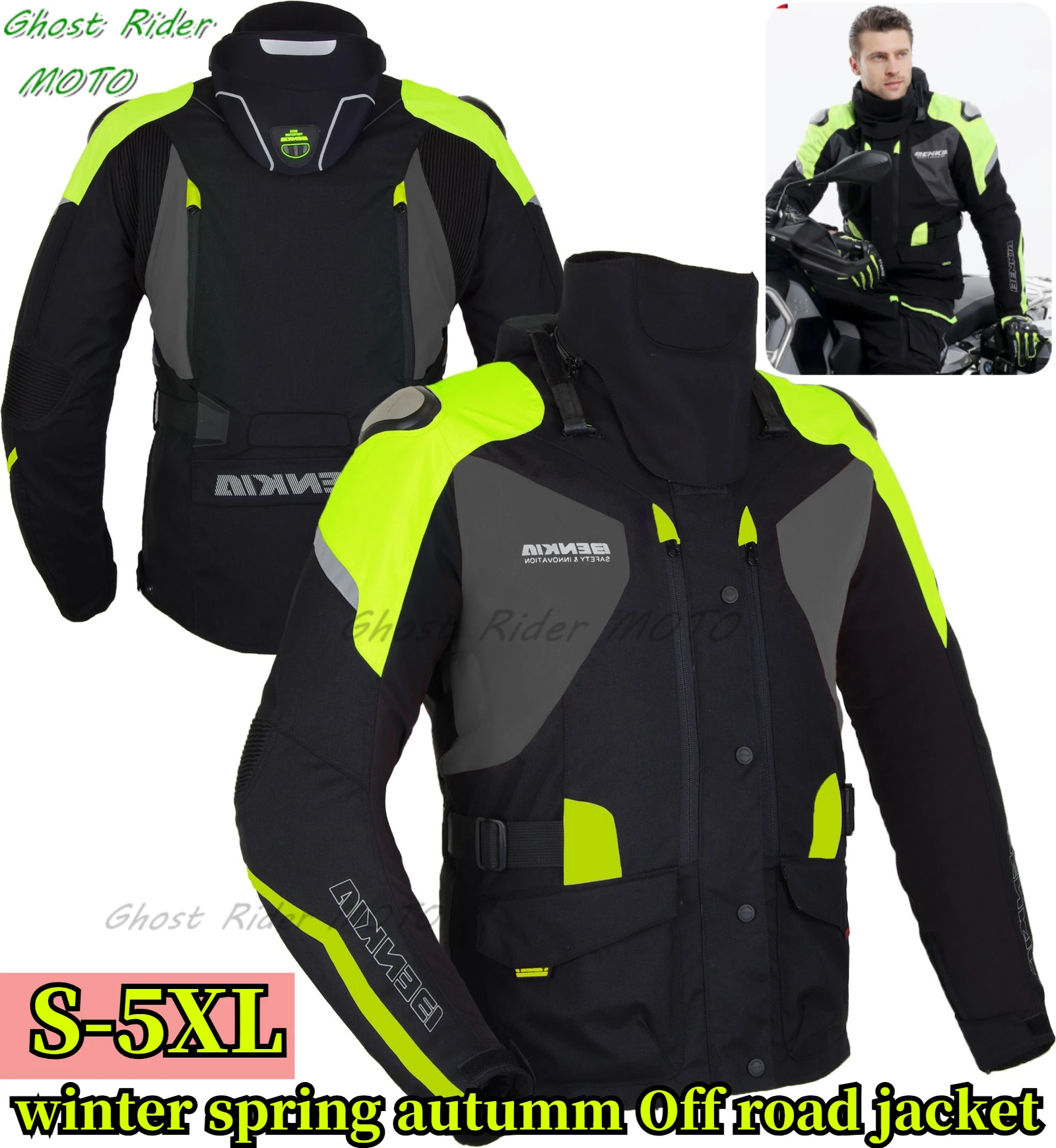 BENKIA men Motorcycle Jacket Summer Protective Gear Motocross Off-Road Racing Jacket men HDF-JD10  Chaqueta Moto CE Protection