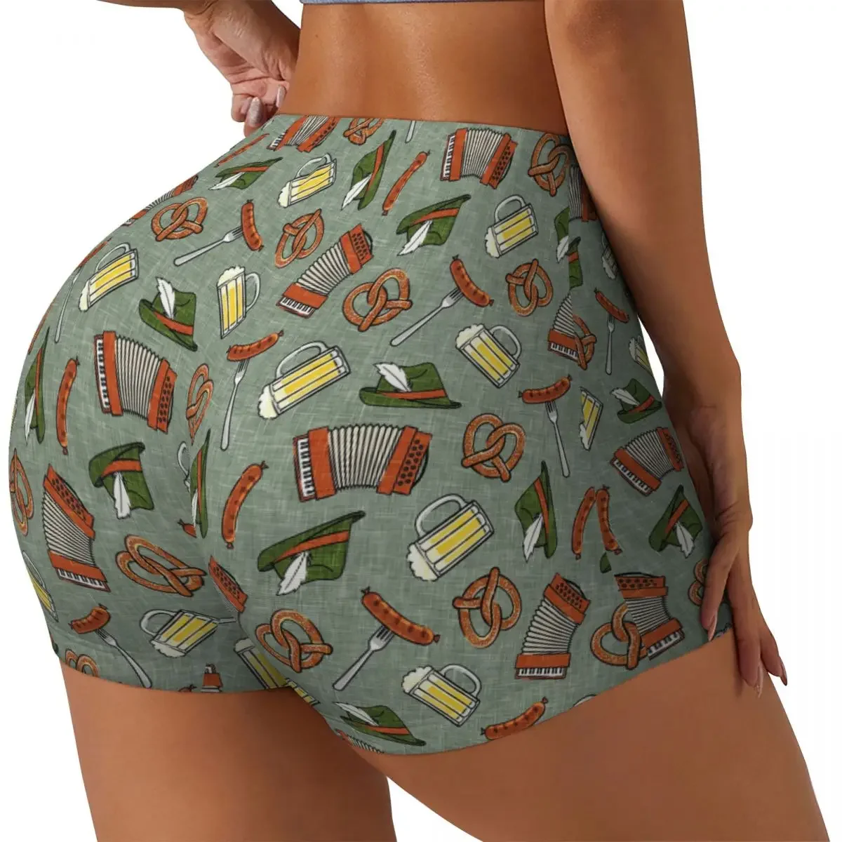Custom Oktoberfest - Sage Women Gym Workout Running Shorts Athletic Volleyball Biker Yoga Shorts