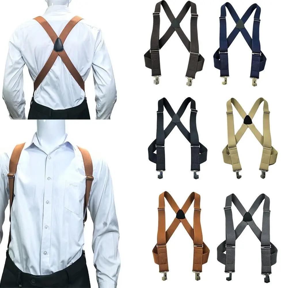 Bretelle da uomo 3.5x120cm con clip, elastiche e regolabili a X, 2 clip, antiscivolo, accessori per abito