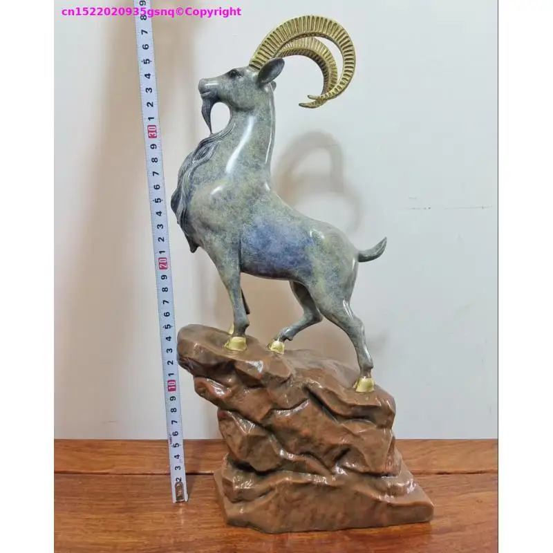 Implies career progress Home office bar club bronze Carving lucky decoration copper Rock goat animal  copper Tibetan antelope