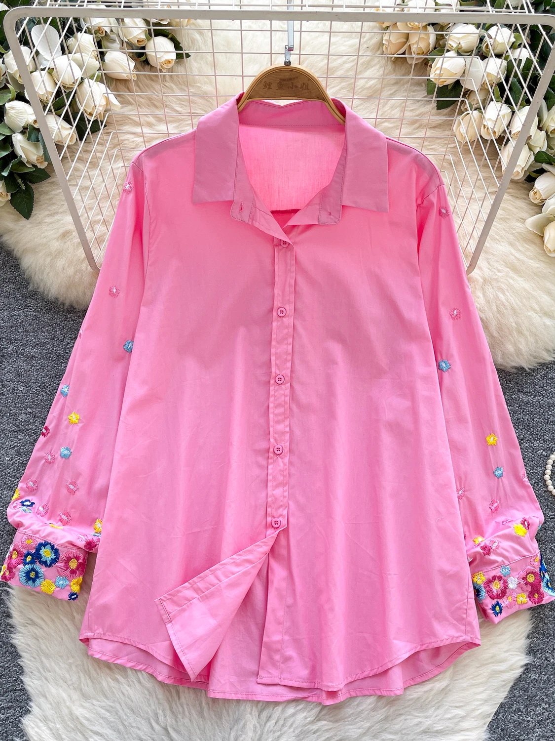 

Женский свободный повседневный кардиган с вышивкой и одной пуговицей, топ с цветочным узором в стиле Heavy Industry