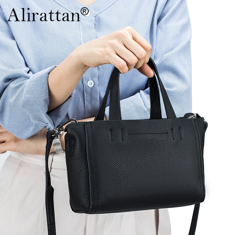 

Alirattan Genuine Leather Handbag Small Square Bag 2024 New Fashionable One Shoulder Diagonal Cross Women's Bag