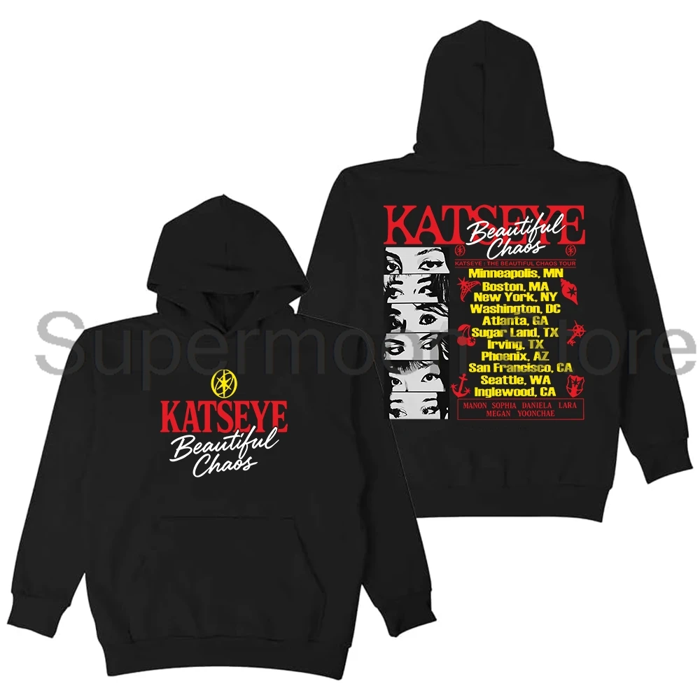 Kpop Katseye The Beautiful Chaos Tour Merch Members Hoodie Unisex Long Sleeve Streetwear Men Women Hooded Sweatshirts