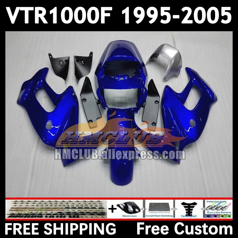 SuperHawk For HONDA VTR1000 F VTR 1000 F 1000F blue silver 83No.160 VTR1000F 95 96 97 98 99 00 2001 2002 2003 2004 2005 Fairing