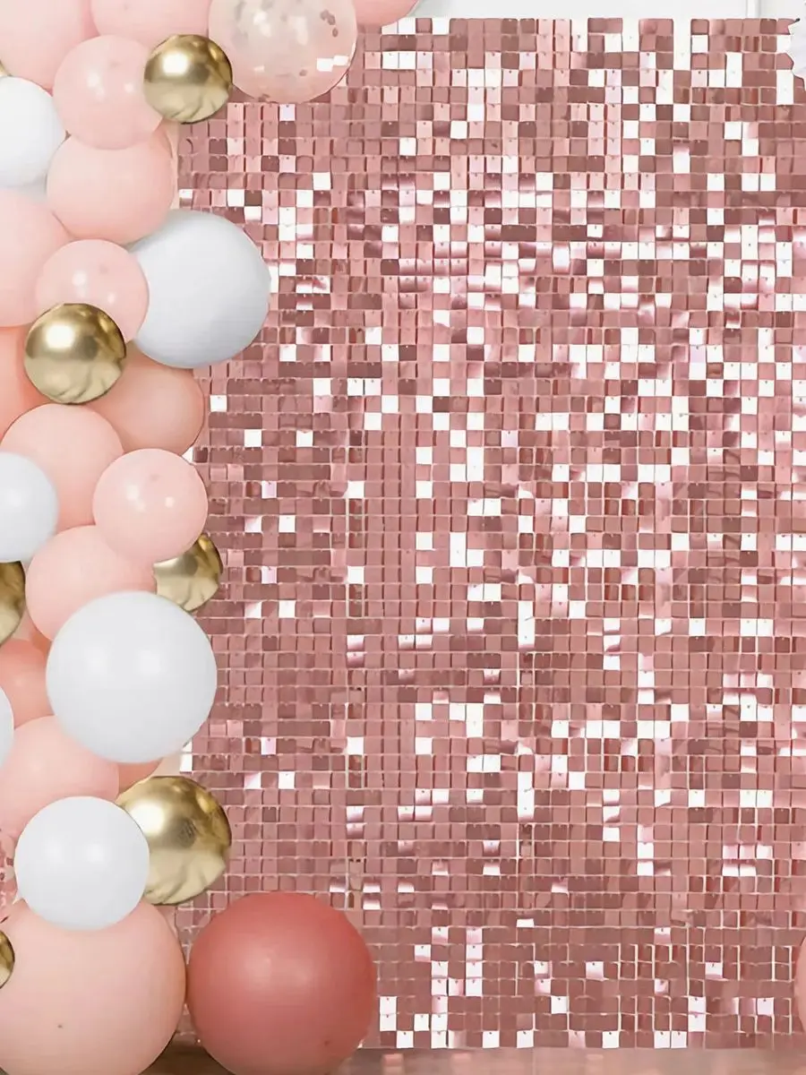 Rideau en aluminium scintillant, 4 pièces, 1m x 2m, décorations de fond, rideau de pluie carré, anniversaire, mariage, réception-cadeau pour bébé, fête, arrière-plan à paillettes