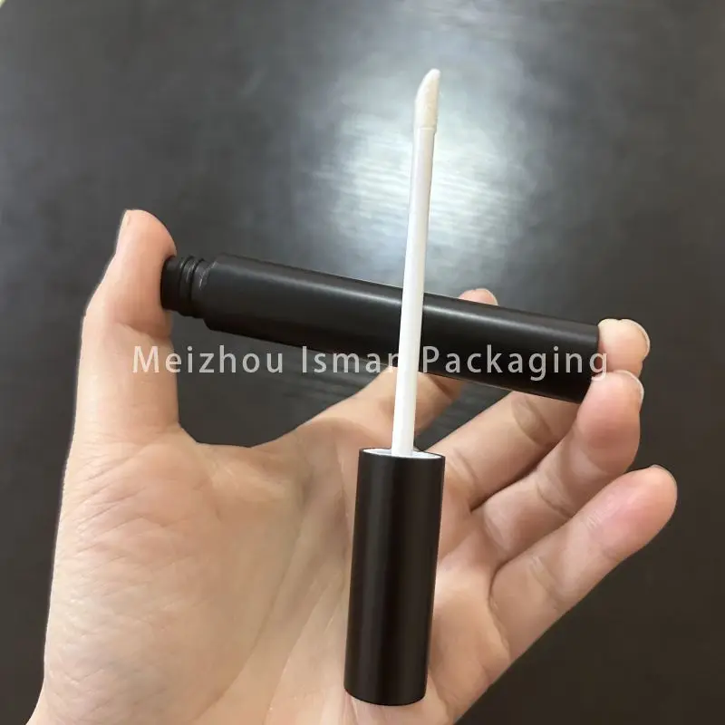 50Pcs round all black eyeliner bottle cosmetic lip gloss packaging makeup mascara container wand tubes with brush 4ml