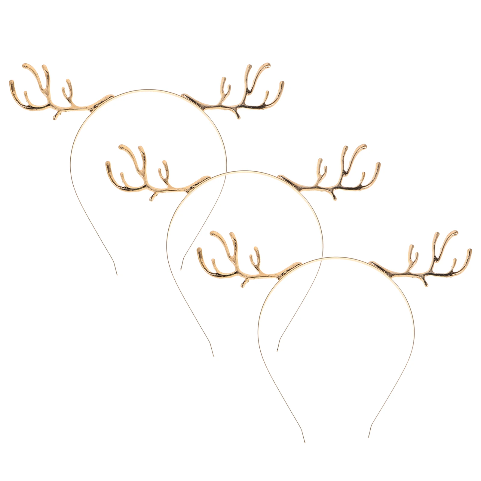 

3 Pcs Festive Hair Accessories Cute Deer Headband Antlers Decor Ear Hoop Metal Reindeer Girl