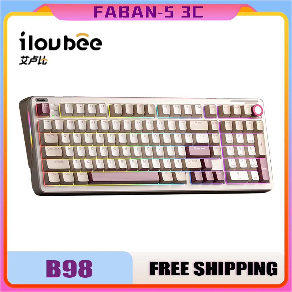 Ilovbee B98 Wireless Mechanical Keyboard Tri-Mode Hot Swap Rgb Qmk Via 2u0 Thick Resist Gaming Keyboard Laptop Pc Accessories