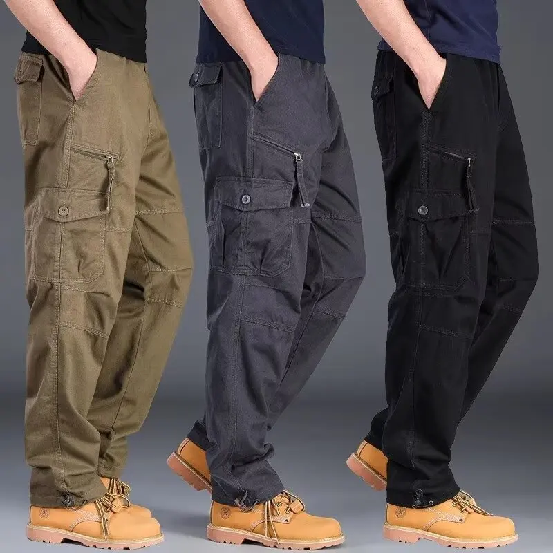 

Overalls Men's Casual Pants Elastic Waist Multi-Pocket Loose Pants Construction Site Pants