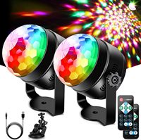 Disco Lights, 2PCS Newest 6W 6 Color Changing DJ Lights RGB+Pink Yellow White Remote Control Sound Activated USB Stage Strobe