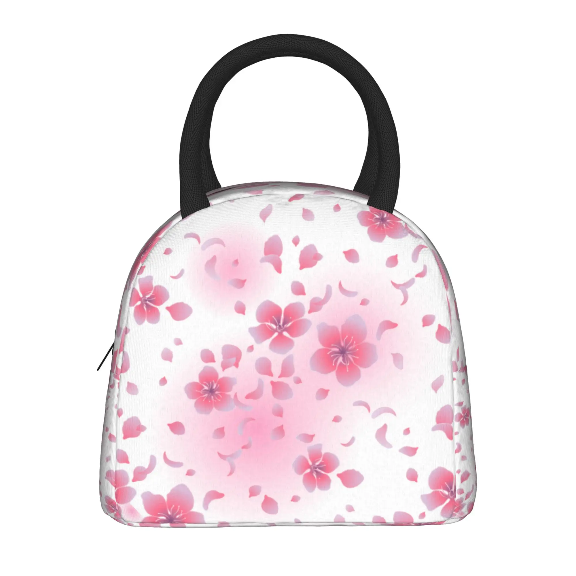 Japanese Sakura Cherry Blossom  Insulated Lunch Bags Cooler Bag Meal Container  Large Tote Lunch Box Girl Boy School  Travel