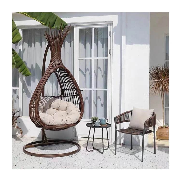 

Modern Outdoor Swing Garden Egg Chair Wicker Metal Patio Egg Chair Rattan Swing Chair