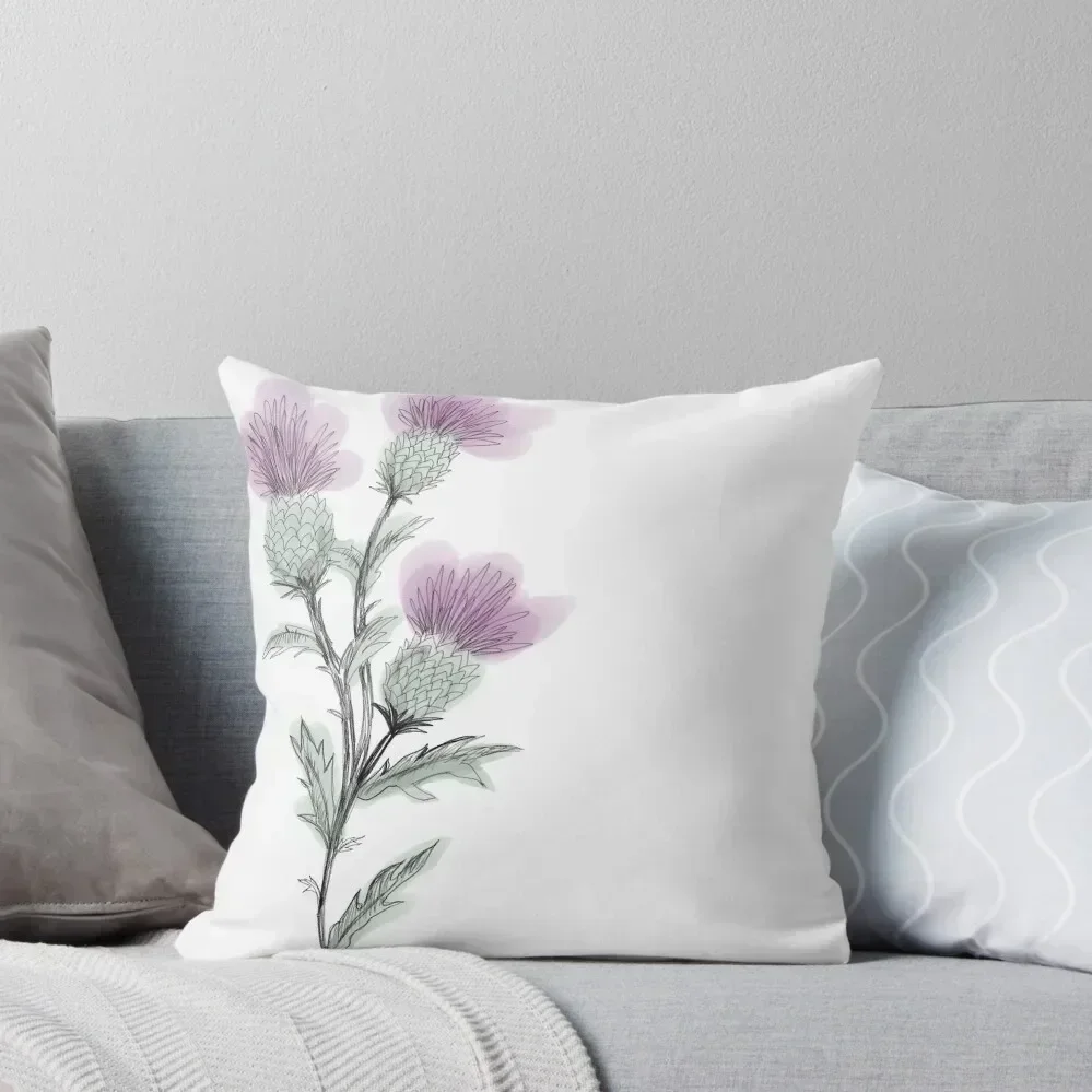 

Watercolor Thistle Throw Pillow Room decorating items Pillow Covers Decorative Christmas Covers For Cushions pillow