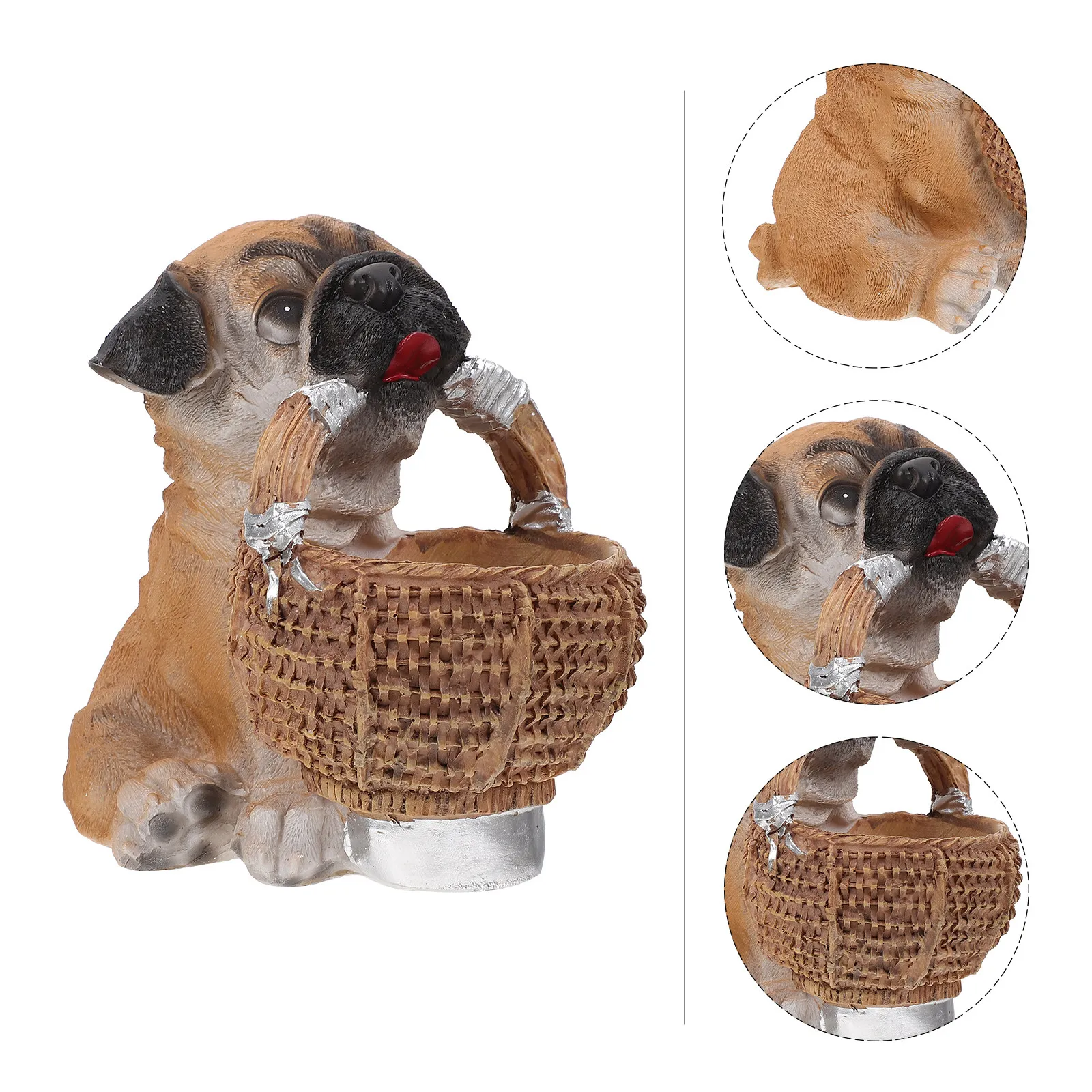 

1 шт. Корзина для хранения в форме щенка из смолы, держатель для ключей, настольное украшение, контейнер для мелочей, органайзер для прихожей, креативный дизайн щенка
