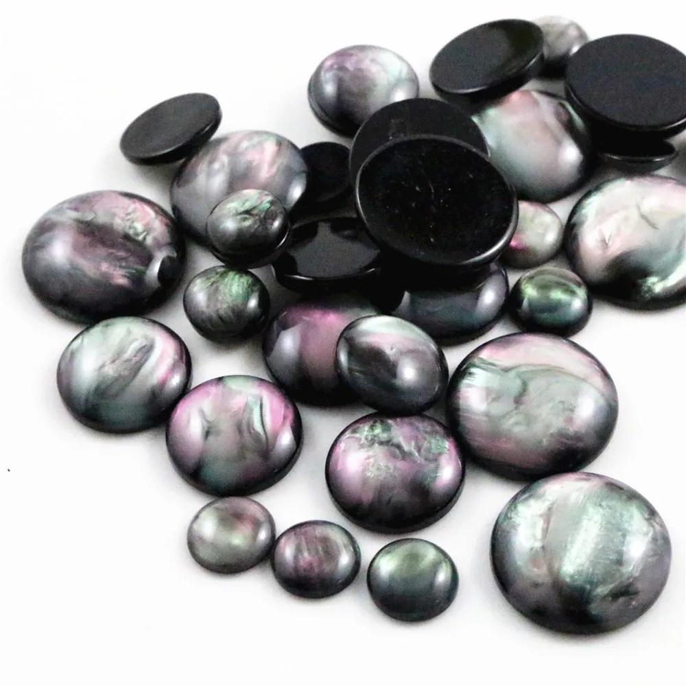 8mm 10mm 12mm 14mm 16mm 18mm 20mm 25mm 7 Size Style Black Shell Color Flat Back Resin Cabochons Cameo