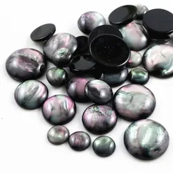 8mm 10mm 12mm 14mm 16mm 18mm 20mm 25mm 7 Size Style Black Shell Color Flat Back Resin Cabochons Cameo