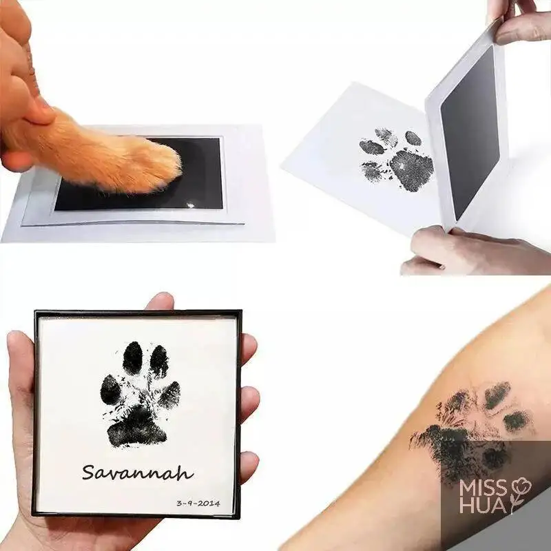 

HUA Cat Dog Paw Print Footprint Handprint Ink Kit Pad Safe Non-Toxic Easy DIY Clean Touch Inkless Pet Souvenir Accessories