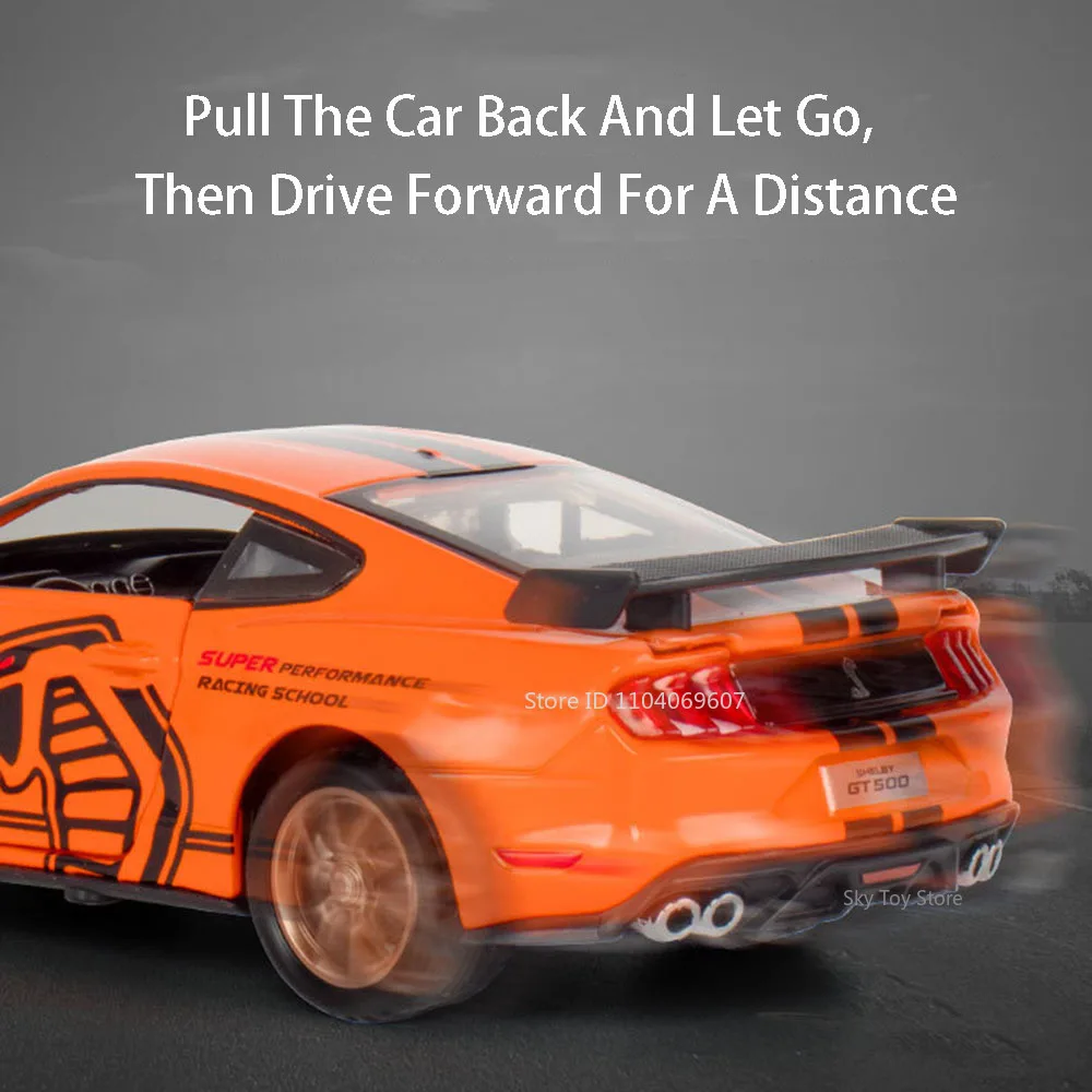 1:32 Mustang Shelby GT500 Modello in lega Diecast Car Toy Honda Civic Tipo R Porte aperte Suono Luce Tirare indietro per il ragazzo Regalo Raccogliere