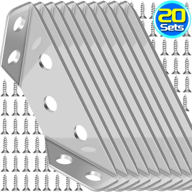 

Universal Furniture Corner Connector Stainless Steel Corner Brackets for Cabinet Angle Shelf Support Fixed Brace Kits with Screw