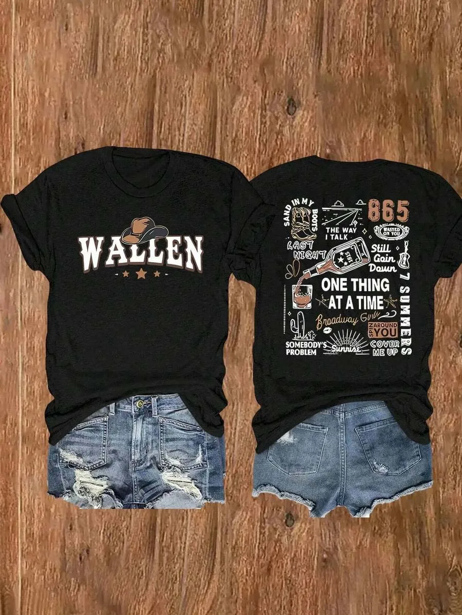 

Плюс — футболка с рисунком Morgan Wallen «WALLEN», черная, с коротким рукавом