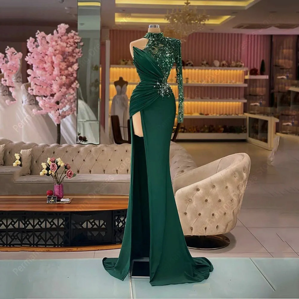 2025 eleganckie suknie wieczorowe dla kobiet o kroju syreny jedno ramię z długim rękawem suknie na bal maturalny imprezowa, koktajlowa Vestidos Para Mujer dostosowane