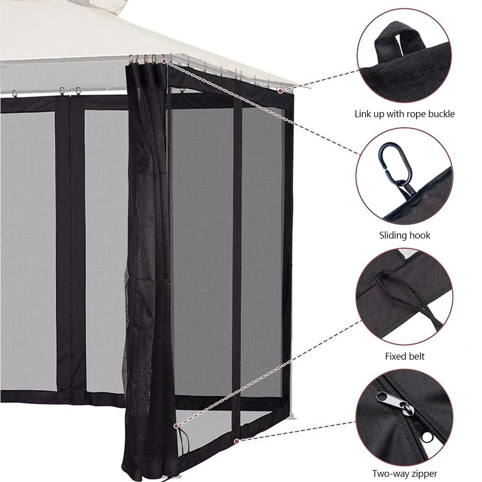 300x300x220cm Mosquito-Proof Tent Net Terrace Four-Corner Net Curtain Four-Door Garden Courtyard Pavilion Insect-Proof Net