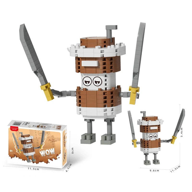 Lustiges Bausteinspielzeug mit Holzstab für Männer – Berg- und Meeresthema, Krokodilhai-Bauspielzeug, Kindergeschenke