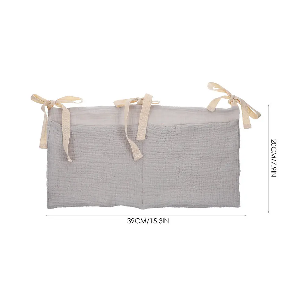 2Pcs Dual Compartment Crib Organizer Hanging Bag Soft Cotton Material Diaper Caddy for Stroller Changing Table Nursery