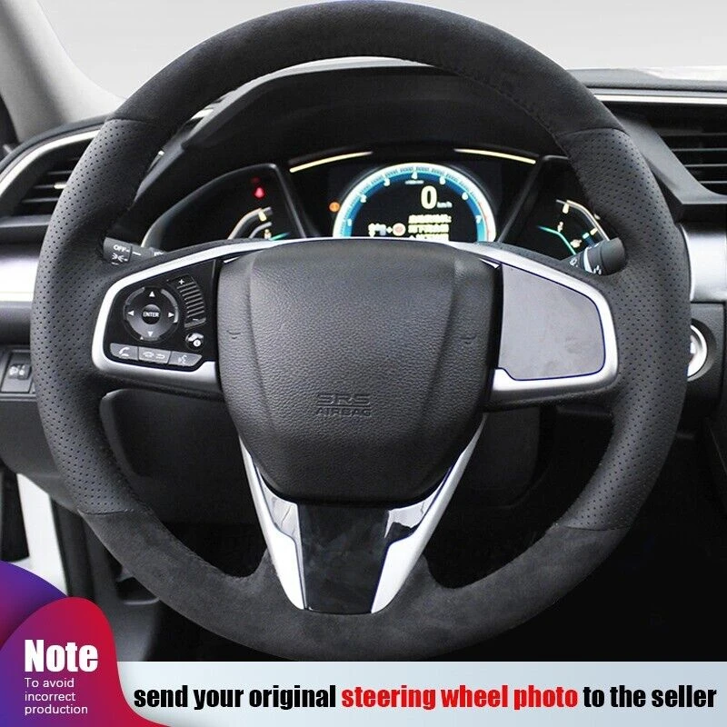 

DIY Hand Sewing DIY Alcantara Car Steering Wheel Cover For Honda Civic10 2016 2017 CRV CR-V2017 Car Interior Accessories