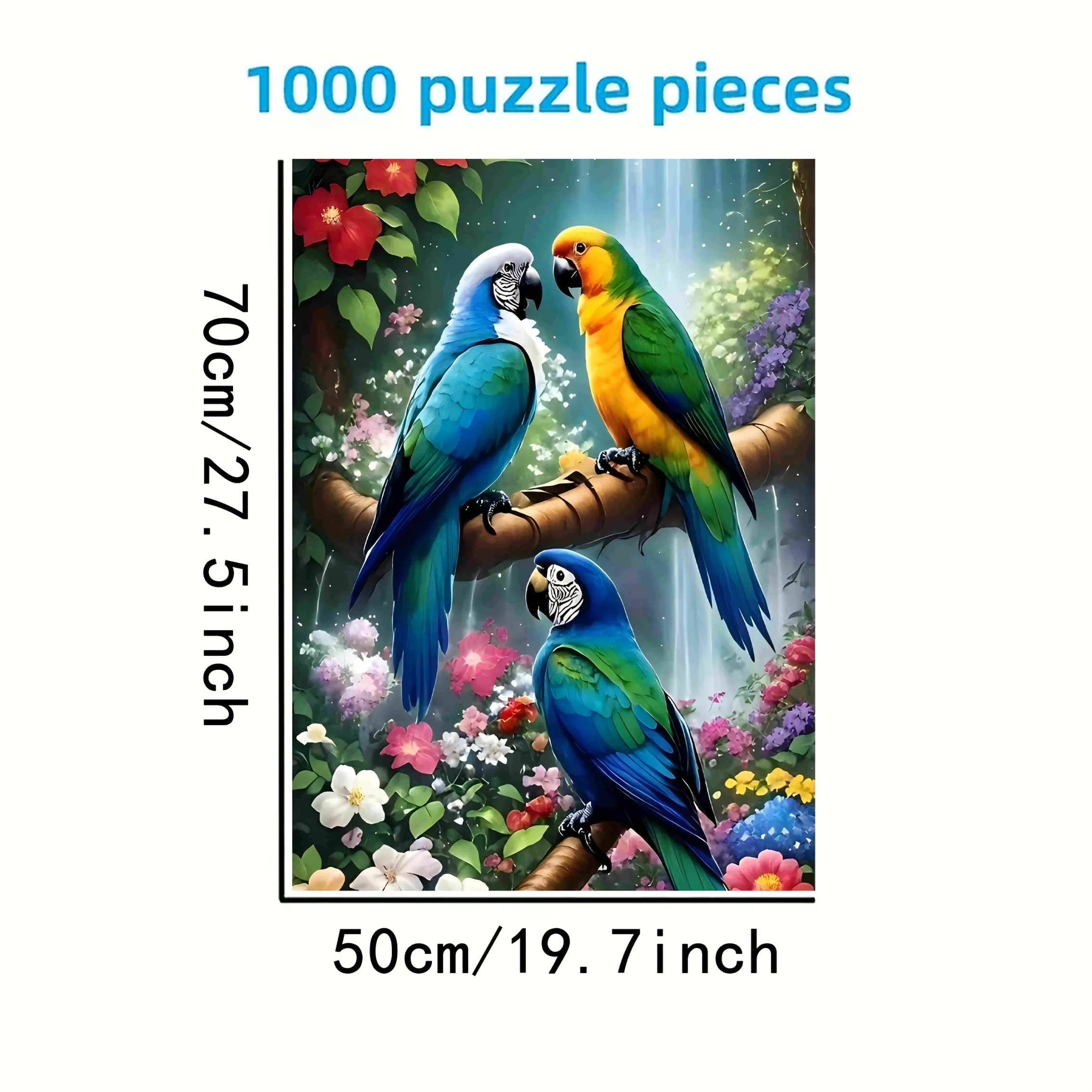 1000 ชิ้น ปริศนาภาพนกแก้ว - ของตกแต่งสไตล์ศิลปะ, เกมฝึกสมองระดับความยากสูงแบบไร้กรอบ, 50×70 ซม. / 19.7×27.5 นิ้ว |   สมบูรณ์แบบ