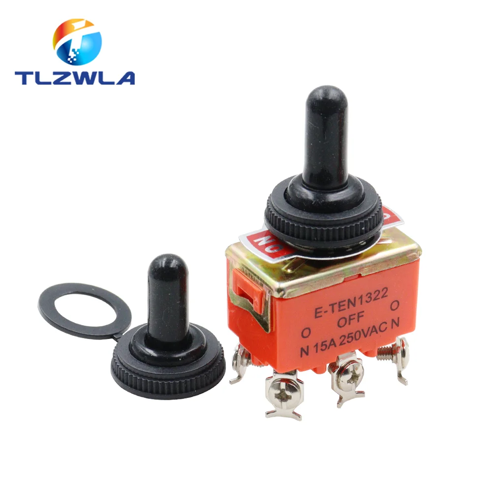 1PCS 15A 250V Toggle Switch E-TEN1322 1021 1122 1221 1321 3Pin on-off SPST Rocker Switch 6Pin on-off-on on-on DPDT Waterproof Ca