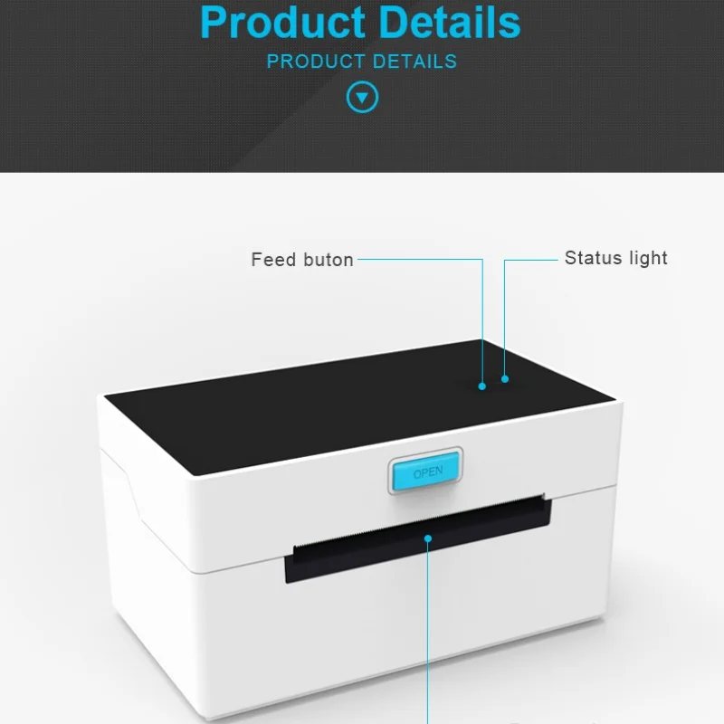 ZJ-9220 Thermal Label Printer Quickly Printing Folded-cascode Type Paper Large Width Printed No Ribbon More Accurate Positioning