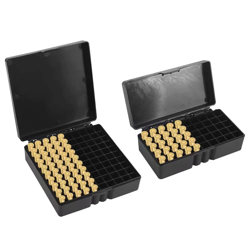 Tactical Ammo Box 50/100 Rounds Bullets Can - 9mm Quick-Access Cartridge Case with Flip Lid for Shooting, Range Training
