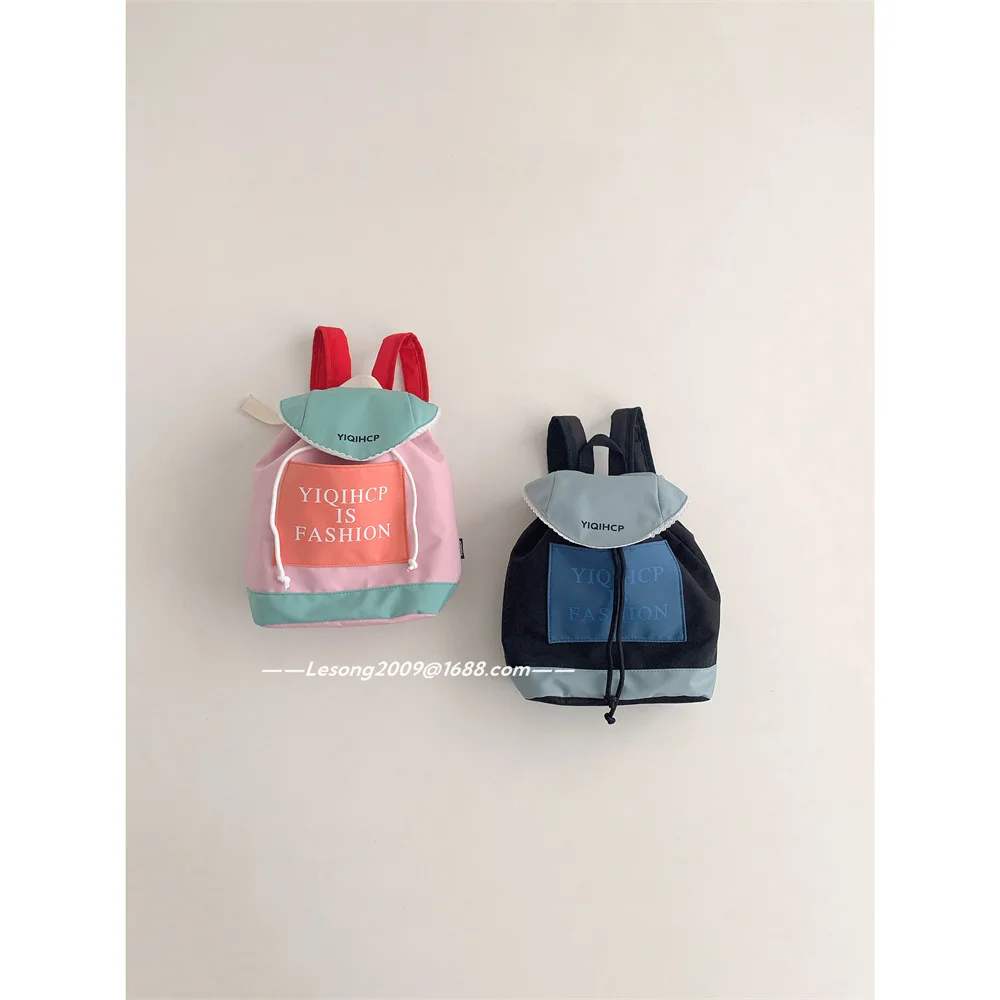 2024 Kids Backpack Kindergarten Backpack 2024 New Letter Color Block Large Capacity Backpack Kid Bag for Girls Boys