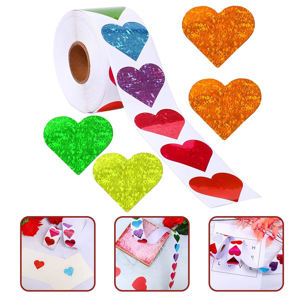 

1 Roll Heart Shape Glitter Decal Multi-Function Decorative Stickers For School Supplies Kids Accessories Diy Crafts Festival