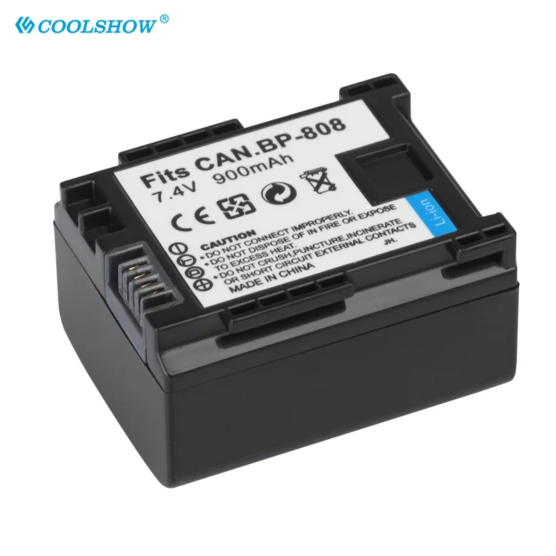 900mAh Battery BP-808 For Canon FS300 FS100 XA10 VIXIA HG20 HF21 HF S11 HFS10 HF11 BP-819 BP-827 BP808 BP 808 809 Camera Battery