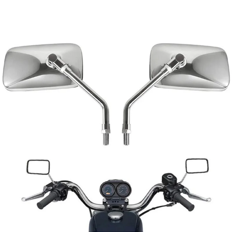 AliExpress NONE Pair Universal Rectangle Motorcycle Rearview Mirrors 10mm Chrome Retrovisor  Moto Mirror Moto for Honda Motorbike Scooter E-Bike