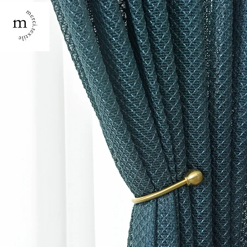 Nordic Minimalist Modern Balcony Villa Thickened Warp-knitted Prismatic Custom Tulle Curtains for Living Room Bedroom Dining