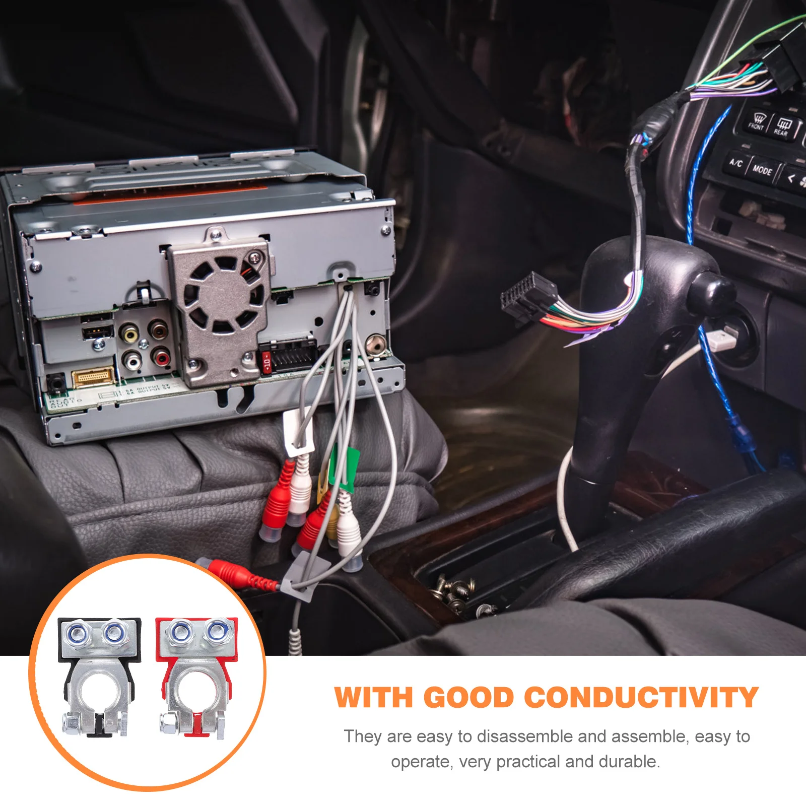 

1Pair Brass Terminal Ends Thickened Connector Terminals Car Cable Terminals Durable Clamp Connectors Easy