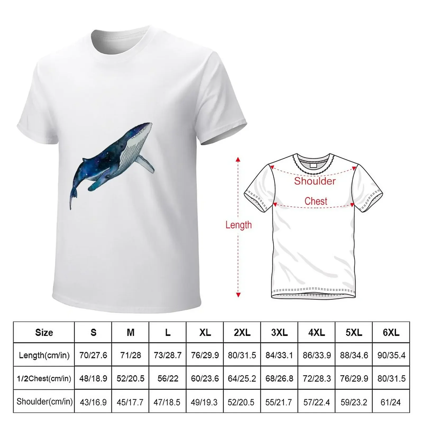 Watercolour galaxy humpback whale T-Shirt quick drying new edition anime clothes Men's clothing