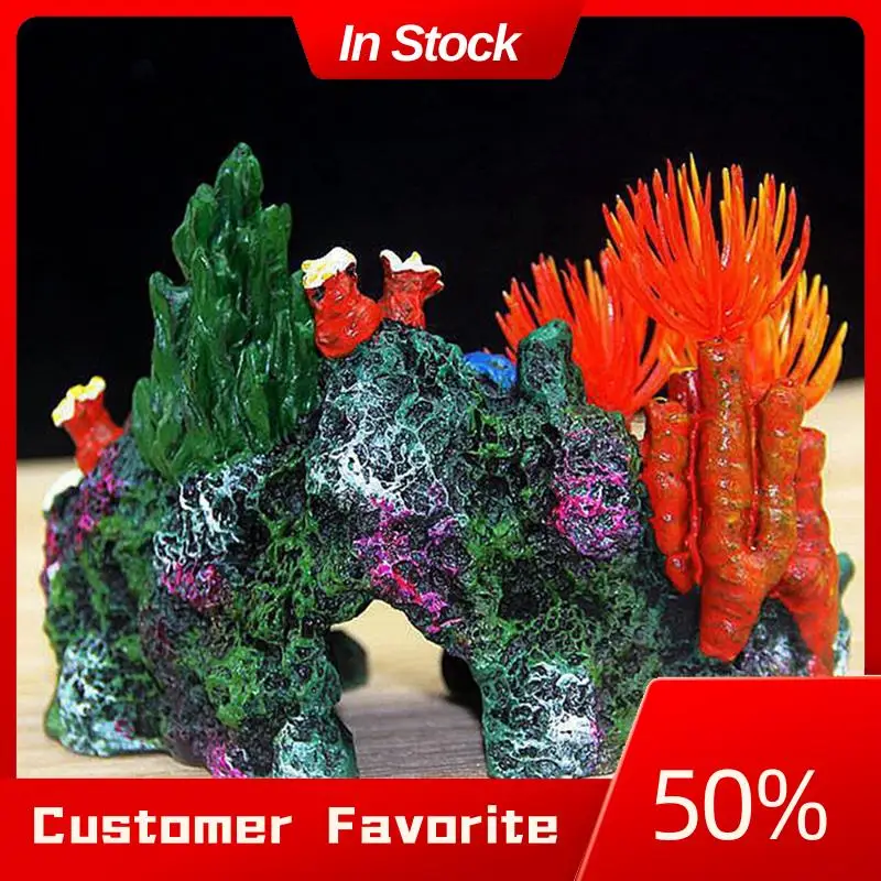 AT03 Top 1 Pieces Aquarium Resin Coral Plant Decor Shell Reef Mountain Cave Ornament Fish Tank Decor Aquarium Decorations