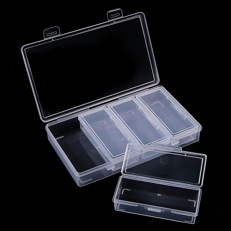 Fotografia 6: Caixa de Armazenamento Independente com 4 Compartimentos Transparente para Ferramentas de Nail Art, Caixa Organizadora à Prova de Poeira para Extensão de Cílios Postiços
