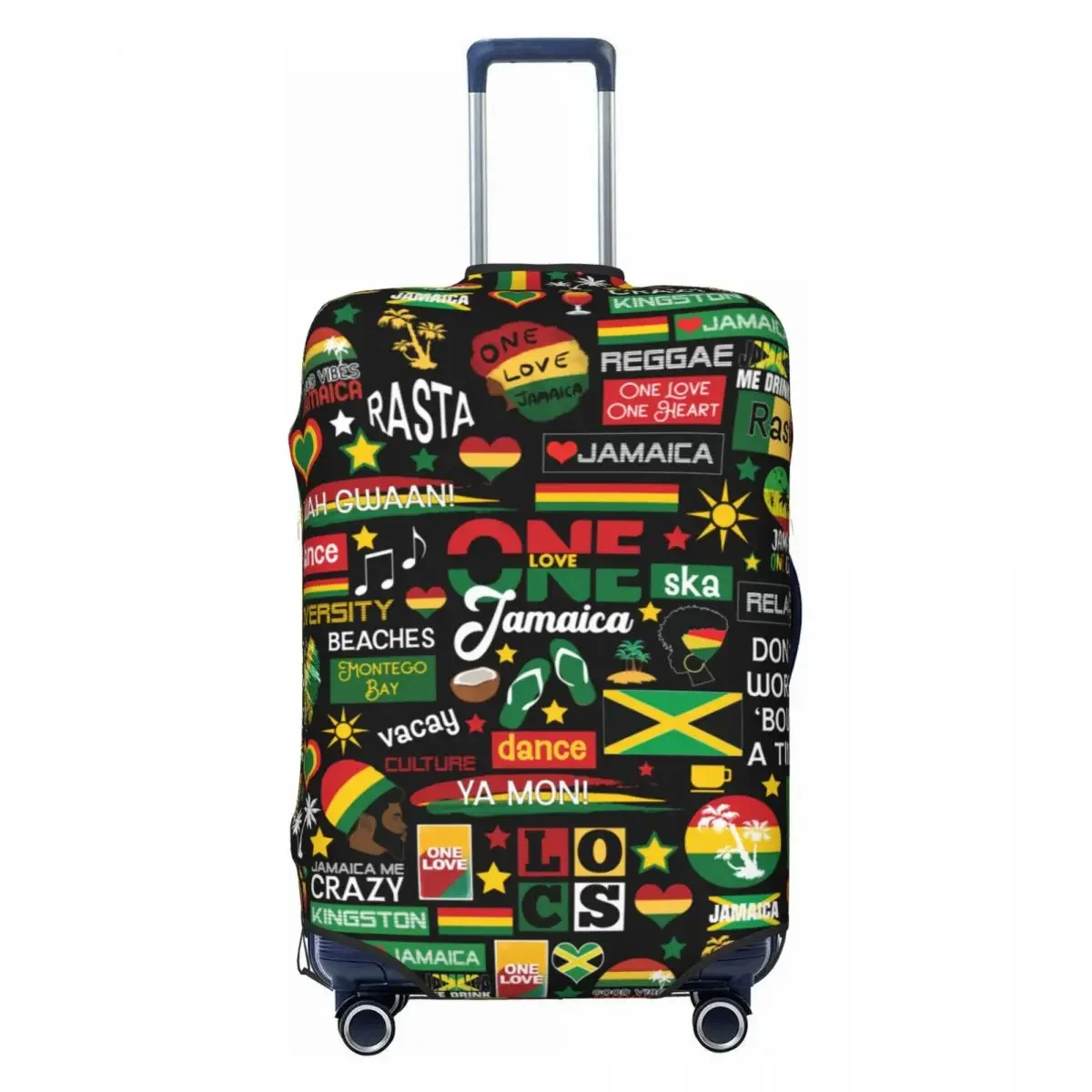 Custom Jamaica One Love Culture Pattern Travel Luggage Cover Washable Suitcase Cover Protector Fit 18-32 Inch