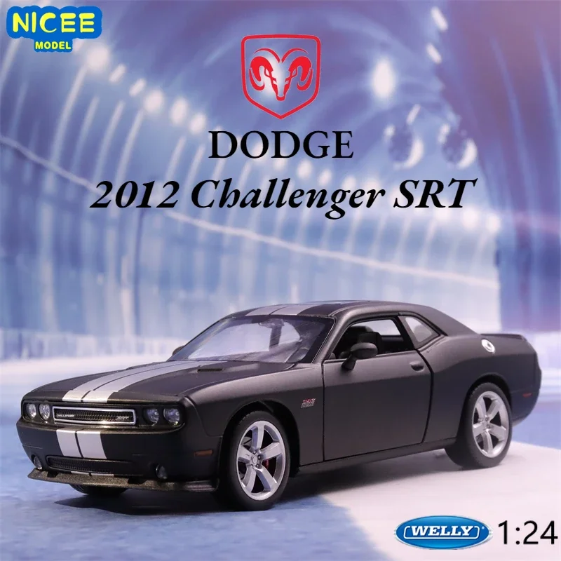 

WELLY 1:24 2012 DODGE Challenger SRT Alloy Luxury Vehicle Diecast Pull Back Car Models Toy Collection Christmas Gift B195