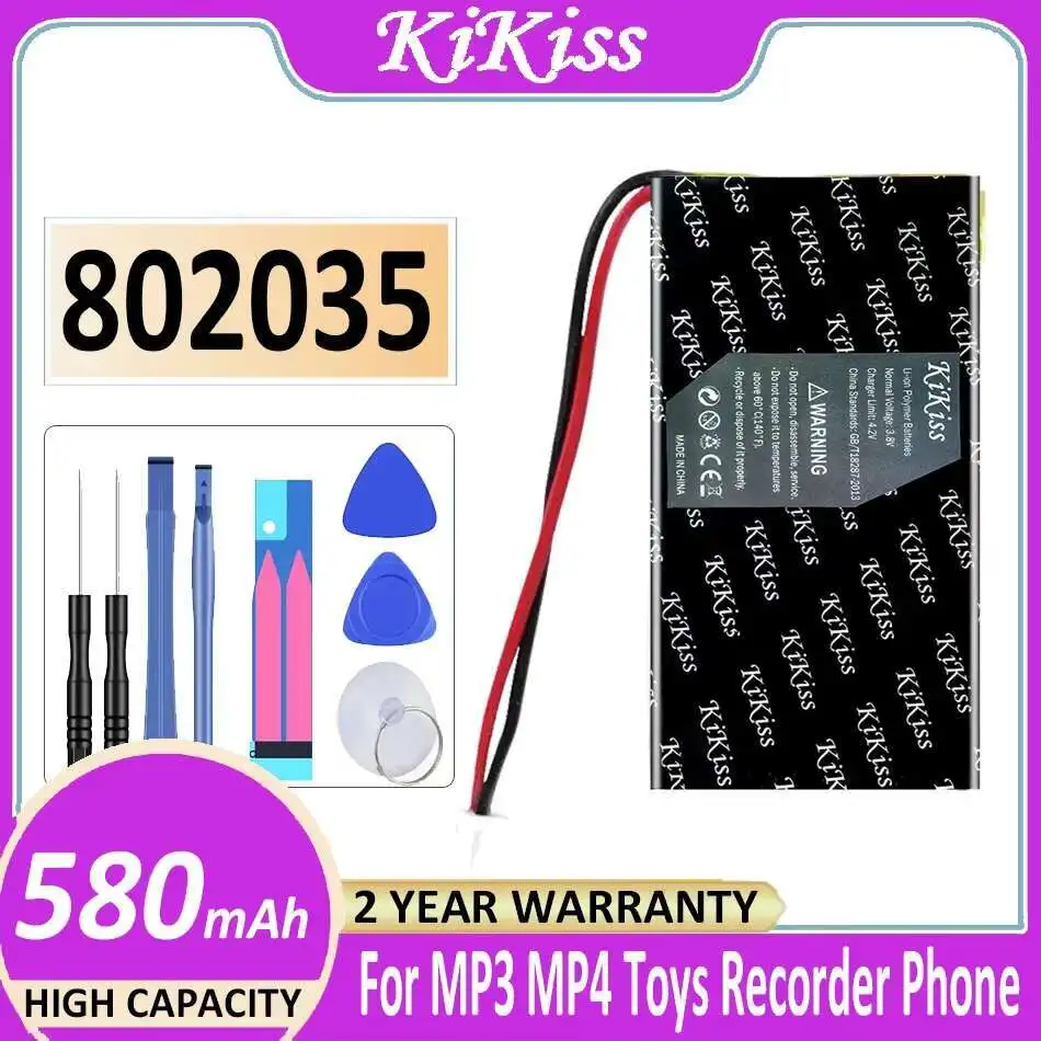 Batteria 802035 Mp3 Mp4 di lunga durata 580Mah per MP3 MP4 Giocattoli Registratore Altoparlante del telefono Dvr Navigazione GPS Lipo Cell