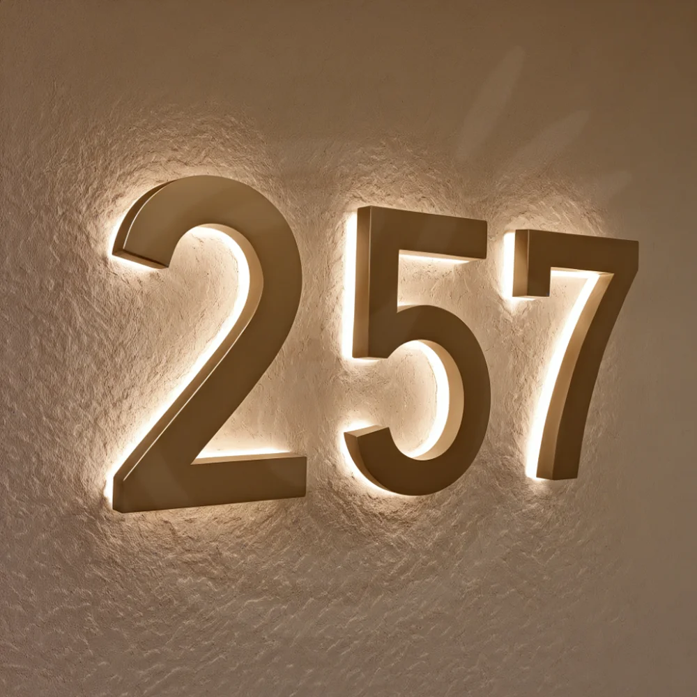 Изготовленный на заказ светодиодный номер дома, уличный металлический знак с буквами для витрины делового магазина, водонепроницаемая подсветка, вывеска с номером дома